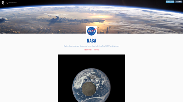 NASA, sosyal medya ağlarına Tumblr'ı da ekledi