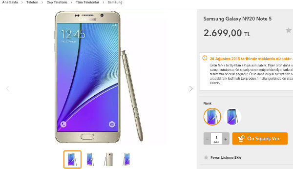 Samsung Galaxy Note 5 ve Galaxy S6 Edge+ fiyatları belli oldu
