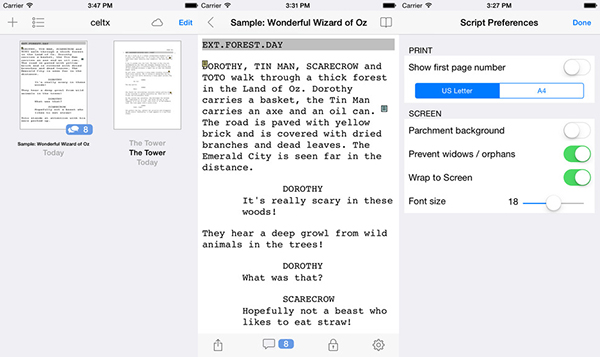 Senaryo yazımına özel iOS uygulaması Celtx script artık ücretsiz