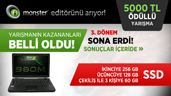 Monster kazananları belli oldu 3. Dönem Yarışma Sonuçları