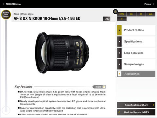 Nikon, 'NIKKOR & ACC' uygulamasını Android tabletler için de yayınladı