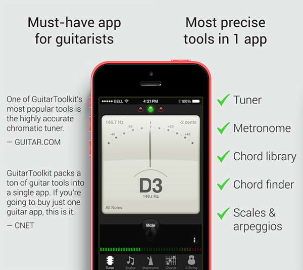 iOS uyumlu GuitarToolkit ücretsiz yapıldı