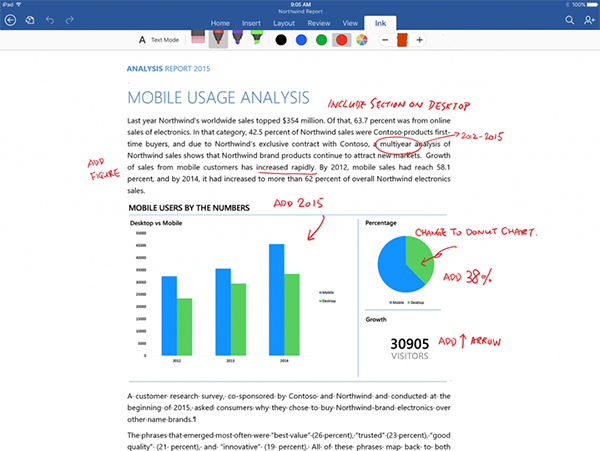 iPad Pro, iOS 9 ve WatchOS 2 için Microsoft Office güncellendi