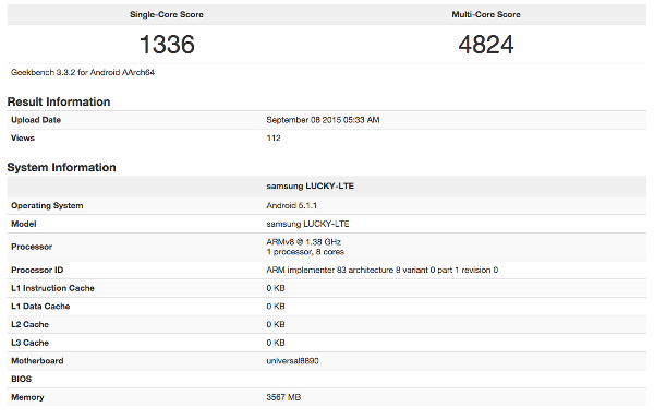 Samsung Exynos 8890 yongaseti benchmark skorlarında ortaya çıktı