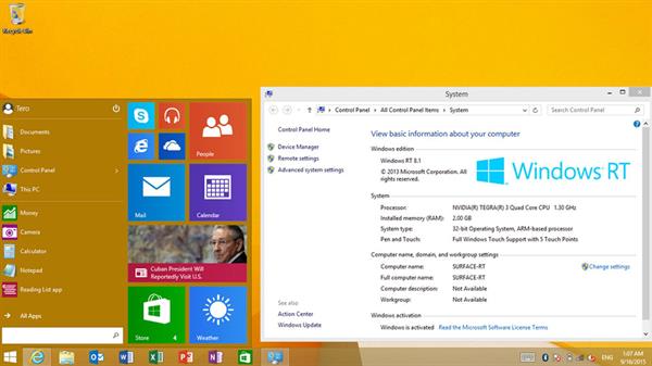 Microsoft yeni başlat menüsünü Windows RT sürümüne de ekleyecek