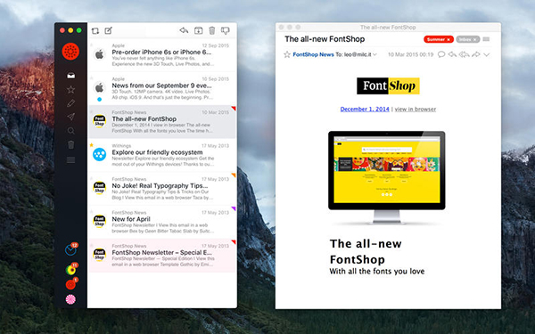 E-posta uygulamasu Airmail'e OSX El Capitan desteği