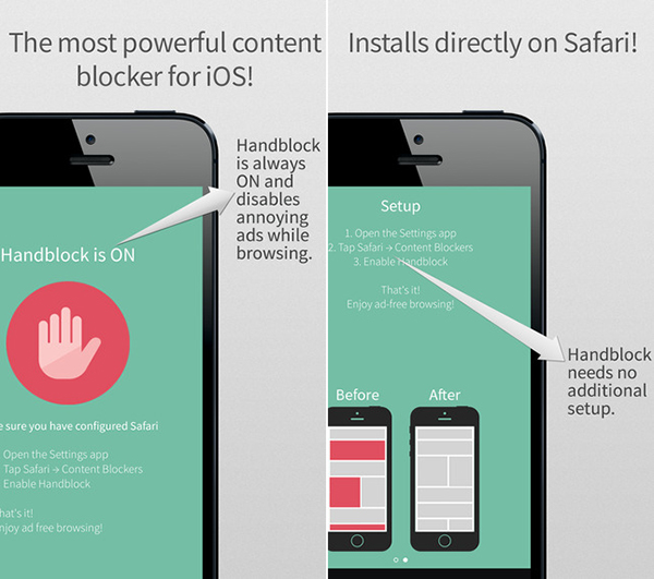 iOS 9 cihazlar için yeni reklam engelleme uygulaması: Handblock