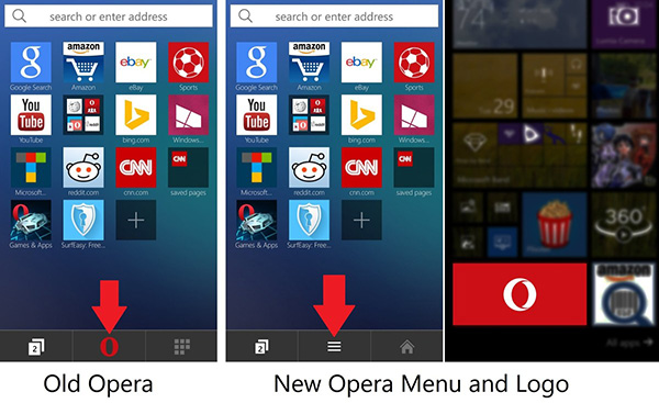 Opera'nın yeni logosu Windows Phone sürümüne de geldi