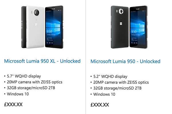 Microsoft, Lumia 950 ve 950 XL'i 'yanlışlıkla' internet mağazasına ekledi