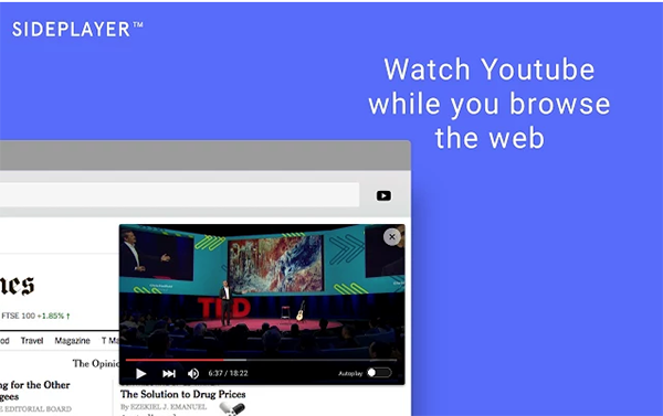 Chrome eklentisi Sideplayer ile her sayfada YouTube videoları izlenebiliyor