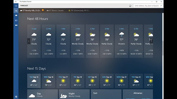 Windows 10 için Weather Channel uygulaması evrensel yapıldı