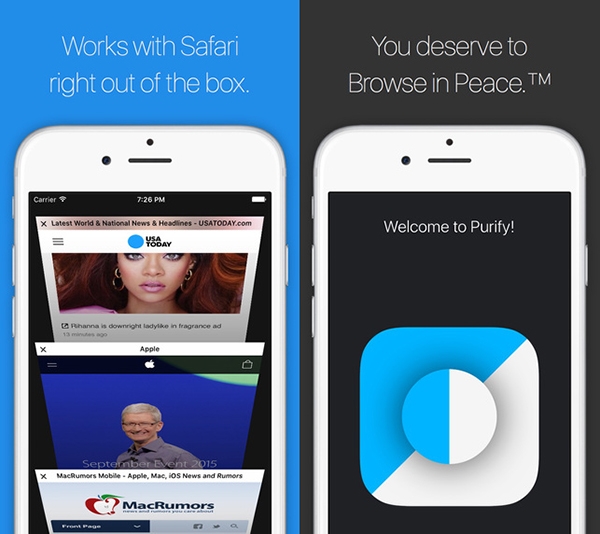 iOS uyumlu içerik engelleme uygulaması Purify indirimde