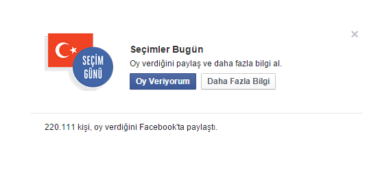 Facebook 'Oy Veriyorum' butonunu yeniden etkinleştirdi