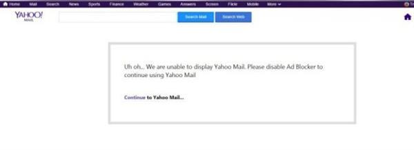 Yahoo, reklam engelleyici yazılım kullananlara karşı önlem almaya başladı