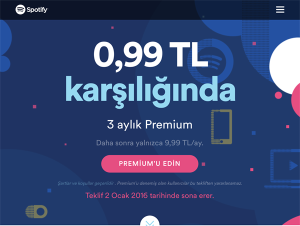 Spotify Premium 3 aylığına 1 liradan daha ucuza