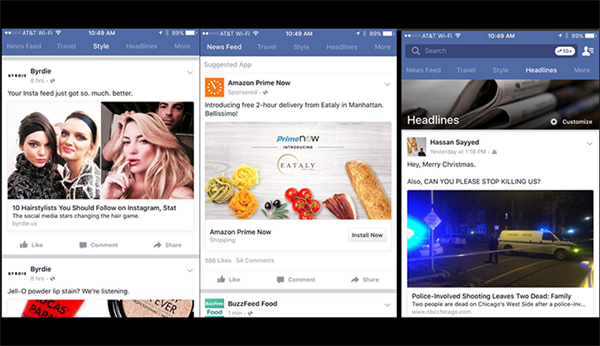 Facebook, mobilde konu bazlı haber kaynağını test ediyor
