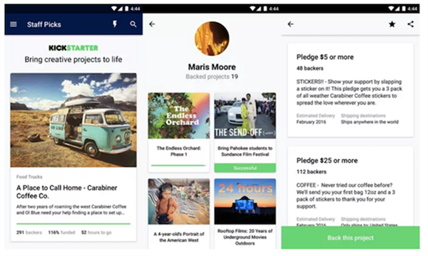 Kickstarter'ın Android uygulaması yayınlandı