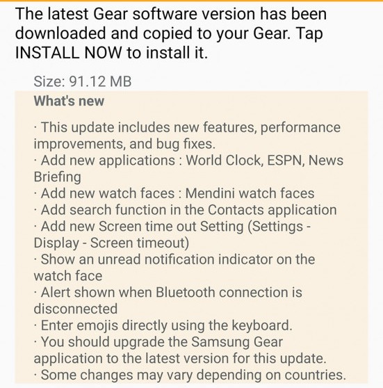 Samsung Gear S2 için güncelleme zamanı