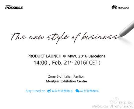 Huawei, ekran kalemi destekli yeni bir cihazını MWC 2016'ya getiriyor