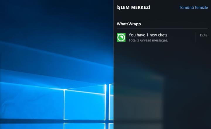 WhatsApp bildirimlerini Windows 10 İşlem Merkezi'ne getirin