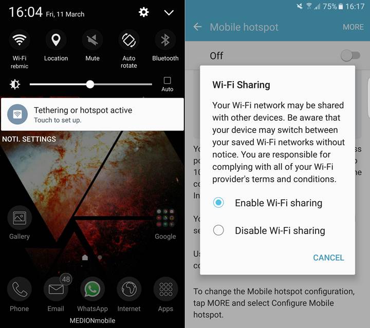 Samsung Galaxy S7 modelleri Wi-Fi bağlantısını paylaşabilliyor