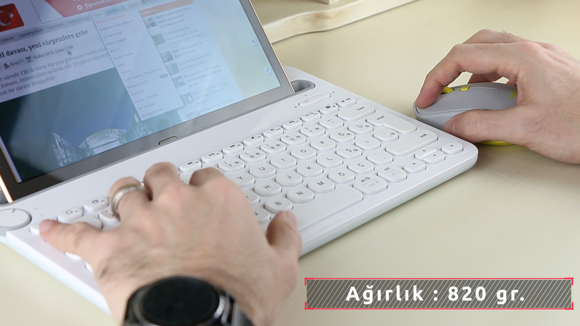 Tablet ve PC için klavye, fare seti Logitech K480 Bluetooth klavye ve M535 Fare