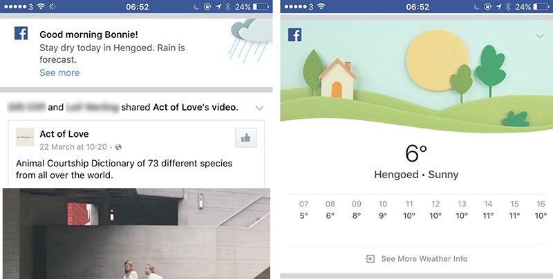 Facebook artık kullanıcılara hava durumunu da bildirecek