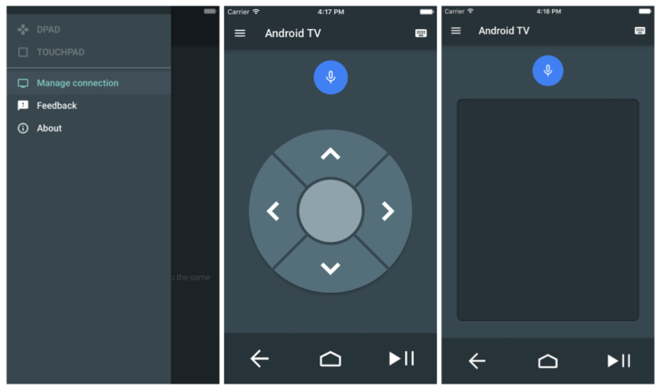 Android TV uzaktan kumanda uygulaması iOS platformunda