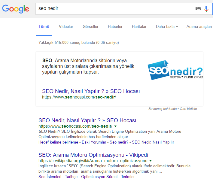 Google Zengin Cevaplar (Rich Answers) nedir?