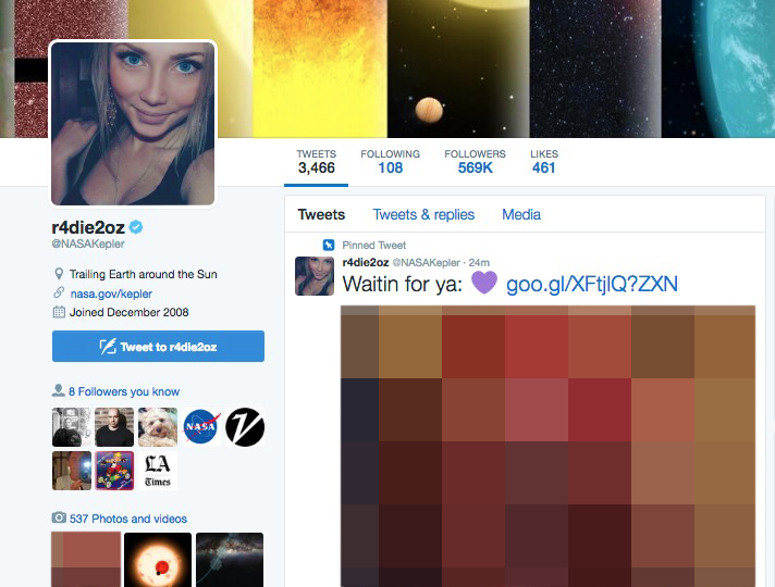 NASA'nın hack'lenen Twitter hesabından müstehcen fotoğraf paylaşıldı