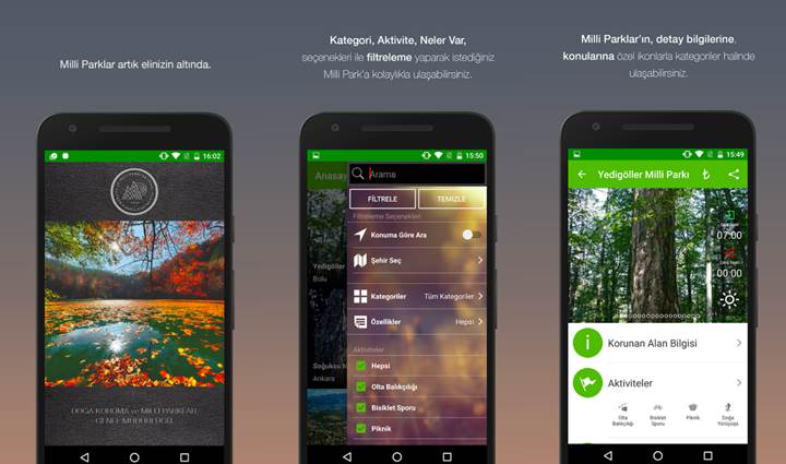 Milli parklarımıza özel mobil uygulama