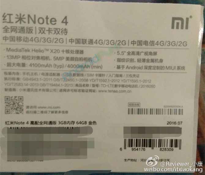 Xiaomi Redmi Note 4 özellikleri netleşiyor