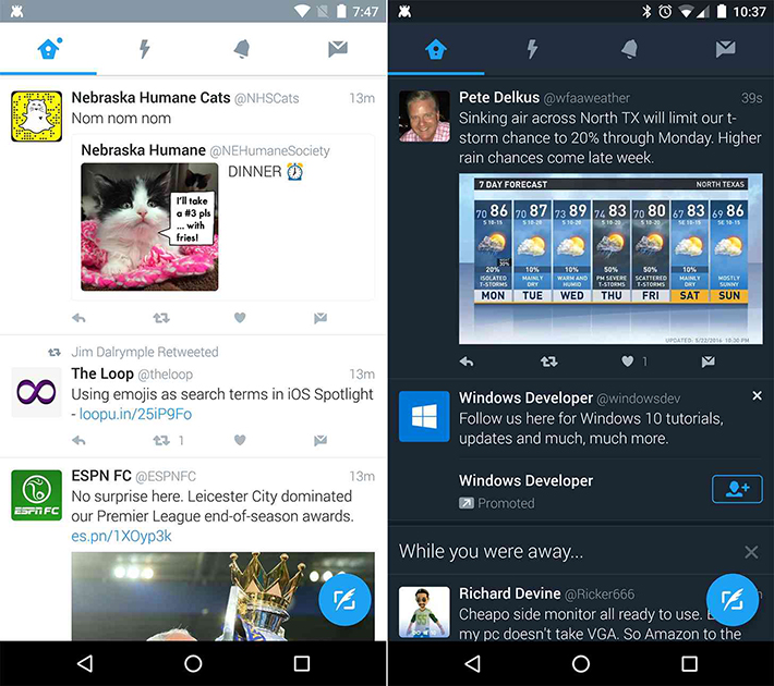 Twitter'ın Android uygulamasına 'Gece Modu' özelliği geldi