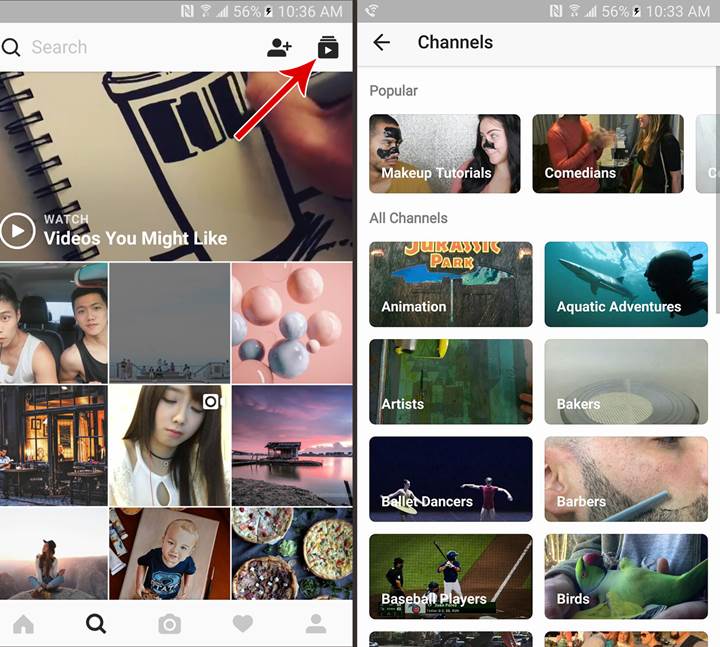 Instagram'da videolar artık kategoriler altında görüntülenecek