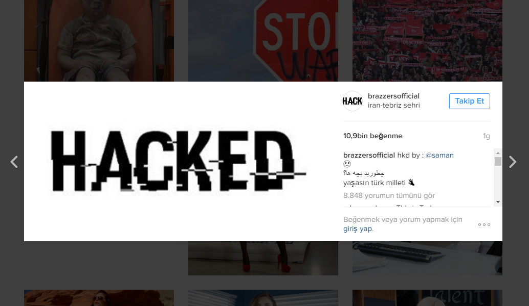 Brazzers’ın hack’lenen Instagram hesabından Türkçe mesaj paylaşıldı