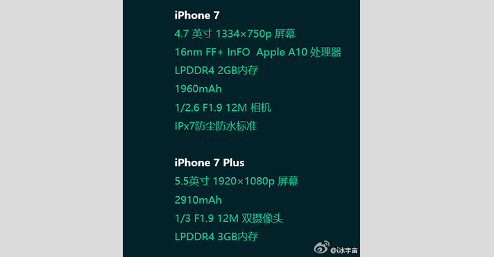 iPhone 7 ve iPhone 7 Plus’ın teknik özellikleri sızdırıldı