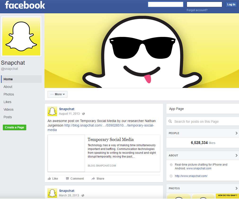 Snapchat milyonlarca beğeni alan Facebook sayfasını kapattı