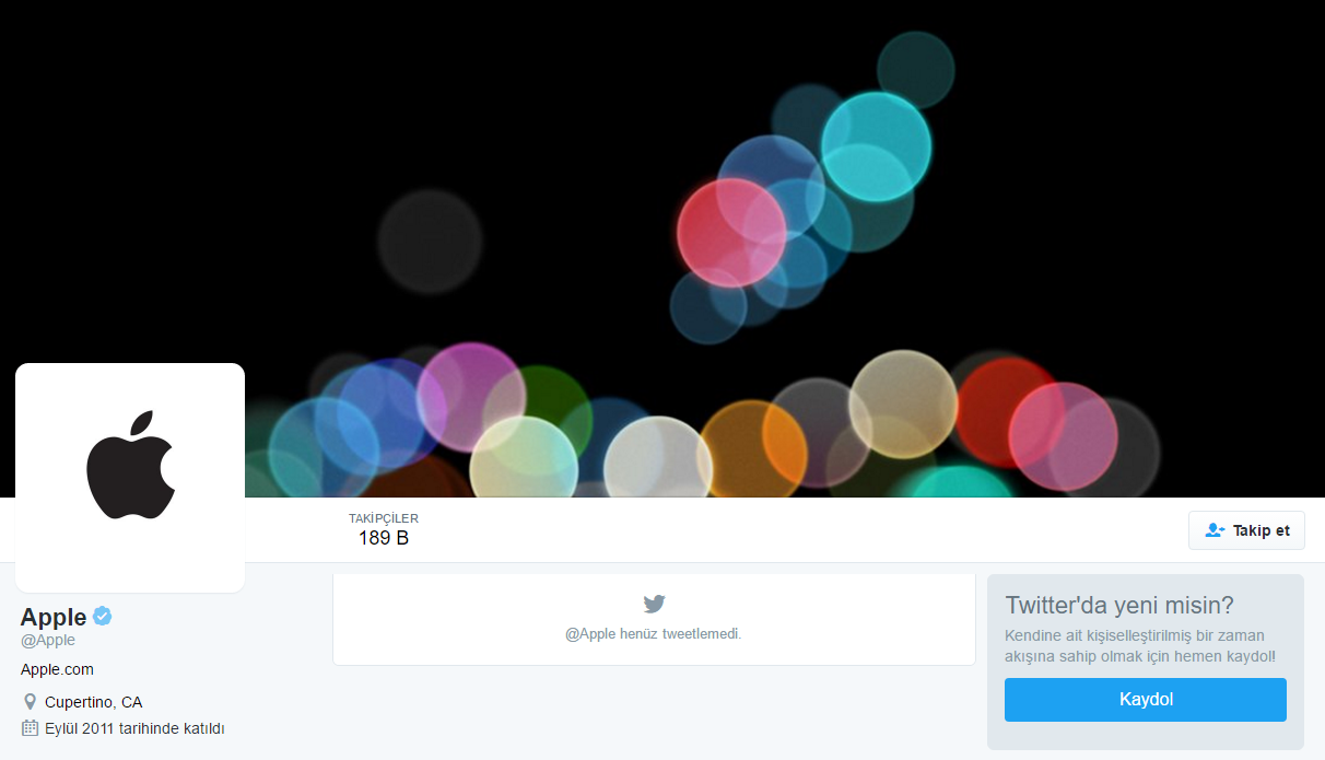 Apple, iPhone 7 için yıllardır kullanmadığı Twitter hesabını aktifleştirdi
