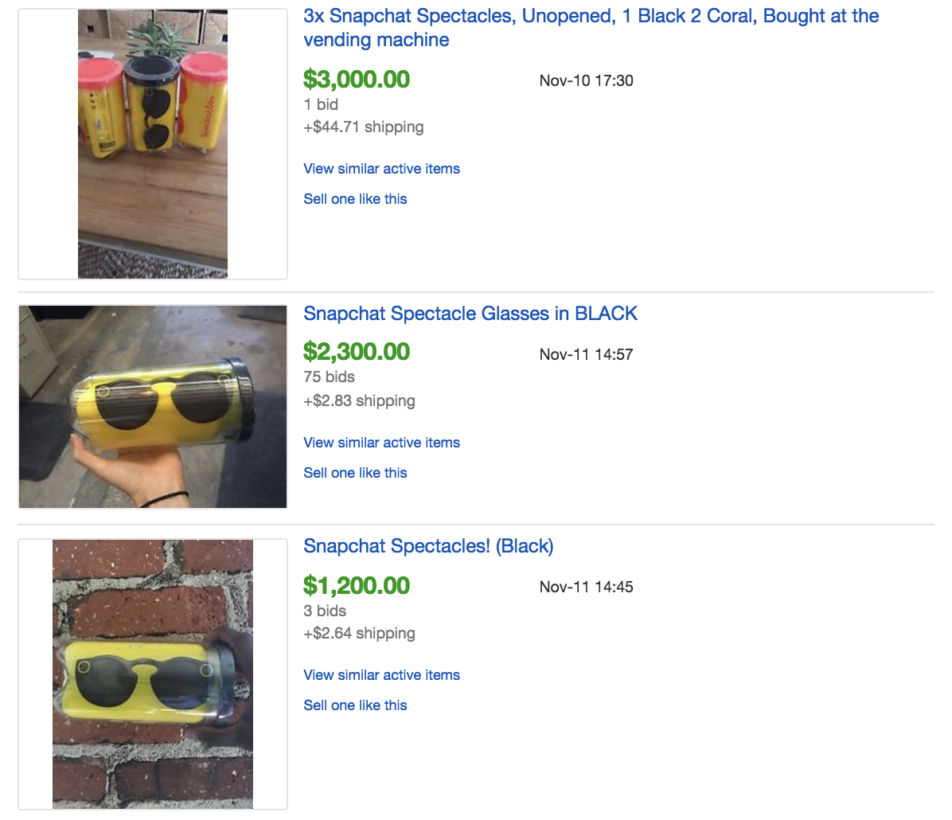 Snap Inc.'in Spectacles gözlükleri eBay'de $2500 fiyatlara alıcı buluyor