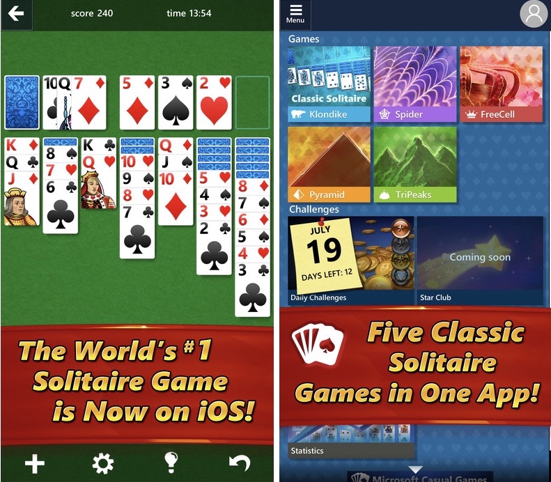 Microsoft Solitaire mobil platformlarda