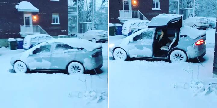 İlk kez kış gören Tesla Model X'in martı kanat kapıları testi geçti mi?
