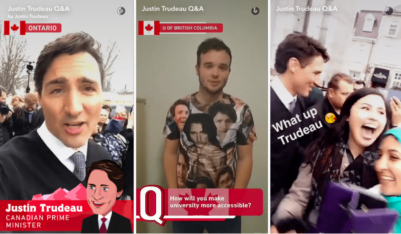 Kanada başbakanı Snapchat ile gençlerin sorularını yanıtlayarak bir ilke imza attı