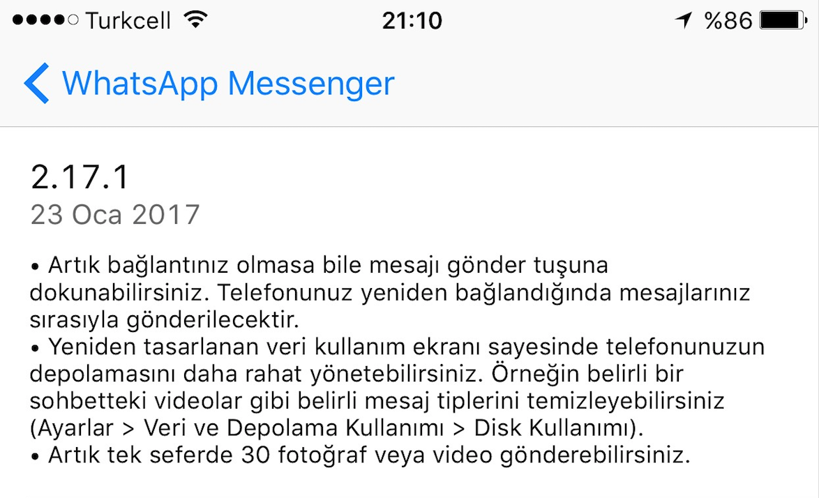 Whatsapp'ın iOS sürümü güncelleme ile beklenen düzenlemelere kavuştu