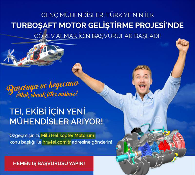TEI, 'Turboşaft Motor Geliştirme Projesi' için genç mühendisleri işe alacak