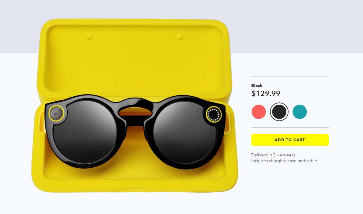 Snapchat, Spectacles güneş gözlüklerini internet üzerinden satışa çıkardı