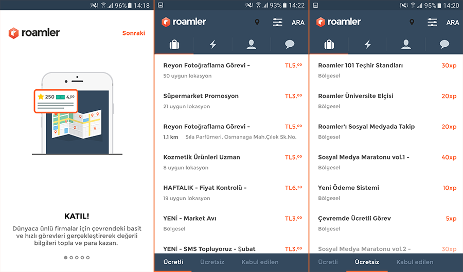 Roamler mobil uygulamasıyla görevleri yerine getirerek para kazanabilirsiniz