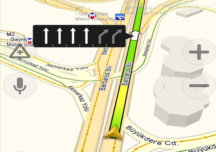 Yandex Navigasyon artık en uygun şeridi ve park yerlerini söyleyecek