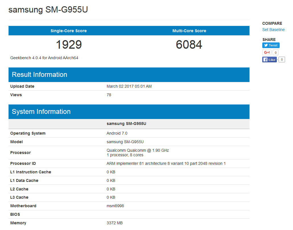Snapdragon 835'li Samsung Galaxy S8+ benchmark testinde göründü