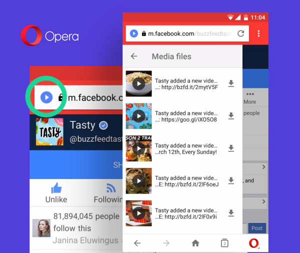 Opera Mini'ye Facebook bildirim çubuğu ve indirilebilir içerik tarama özelliği geldi