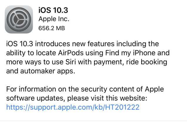 iOS 10.3 güncellemesi dağıtıma başladı
